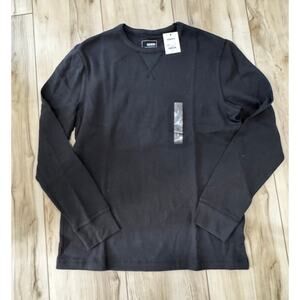 Men's Sonoma Black Thermal Long Sleeve Cotton Shirt Large NWT